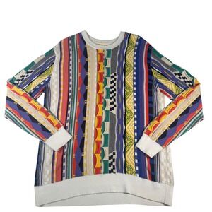 VTG PAC SUN Textured‎ Knit Geometric Abstract 90s 3D Knit Sweater Multicolor M